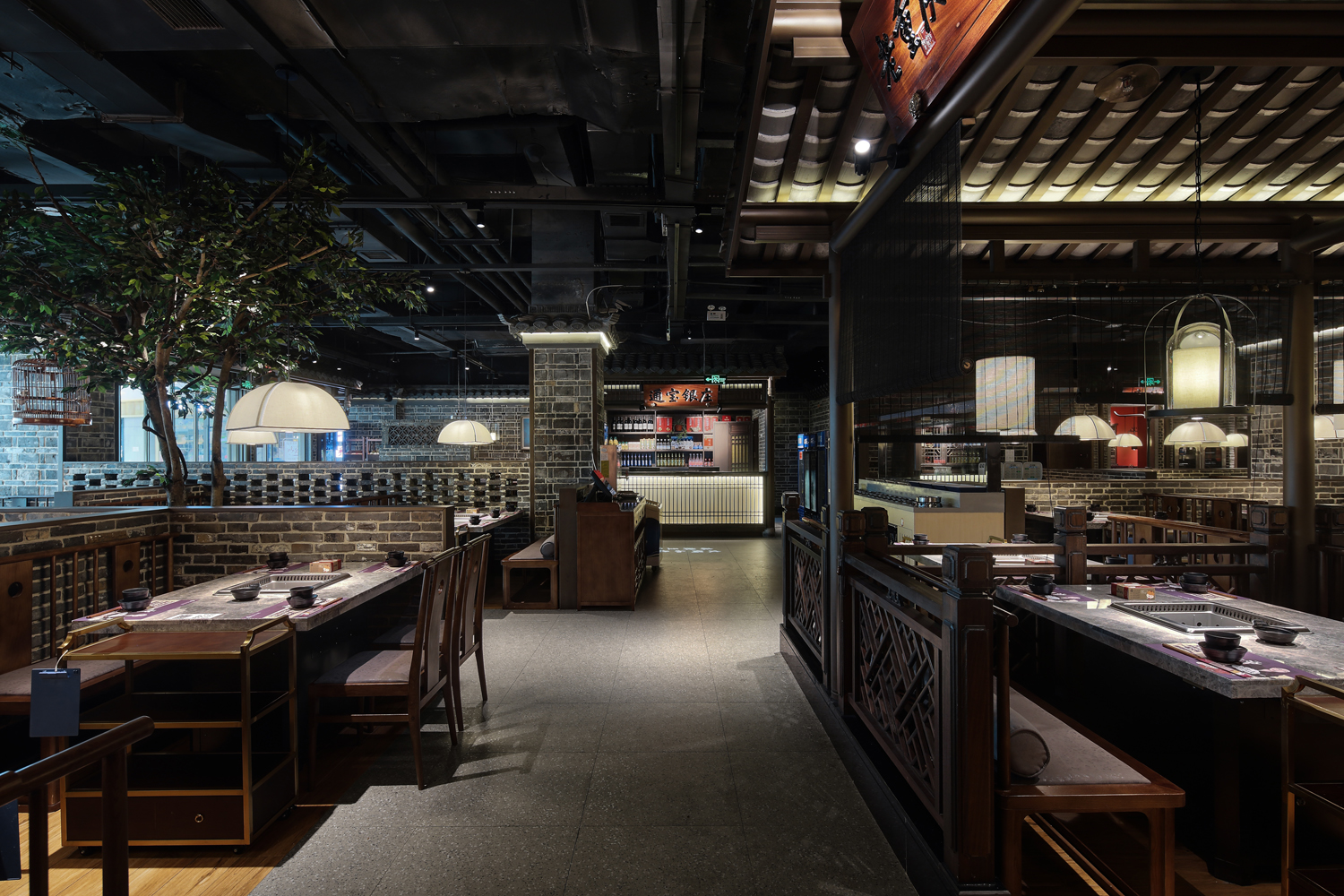 火锅店装修设计布局图,火锅店设计效果图