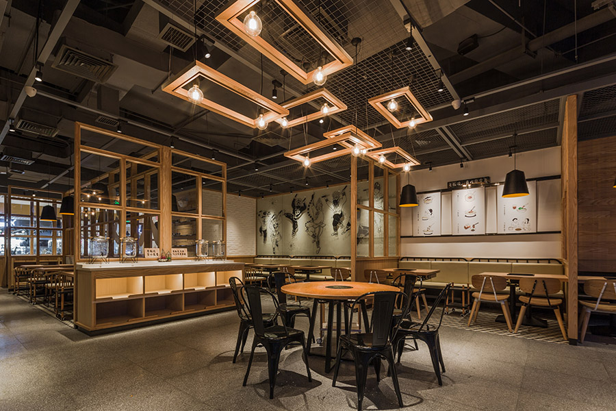 快餐店装修设计案例图,快餐店装修设计布局图