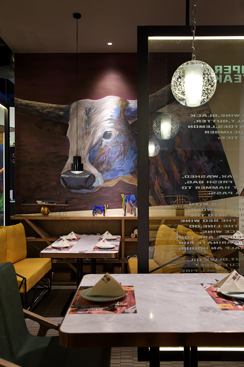 牛排餐厅装饰布局图,牛排餐厅空间设计效果图
