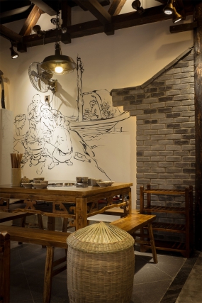 火锅店装饰布局图,火锅店装饰实景图