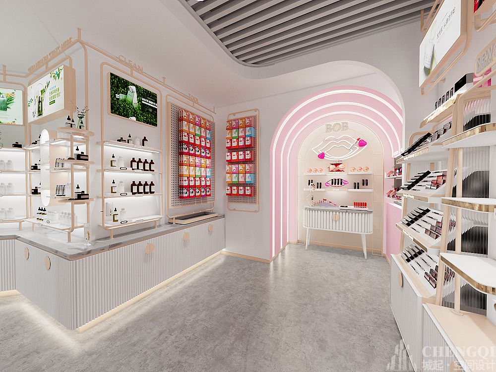 化妆品店装修设计案例图,化妆品店装修设计效果图