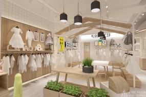 宝宝衣服店空间设计效果图,宝宝衣服店装饰实景图