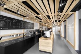 超市奶茶店绿色墙面装修效果图片
