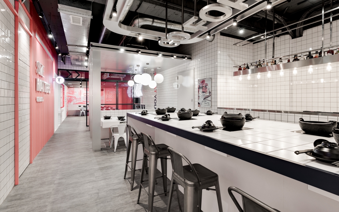 火锅店空间设计案例图，火锅店空间设计布局图