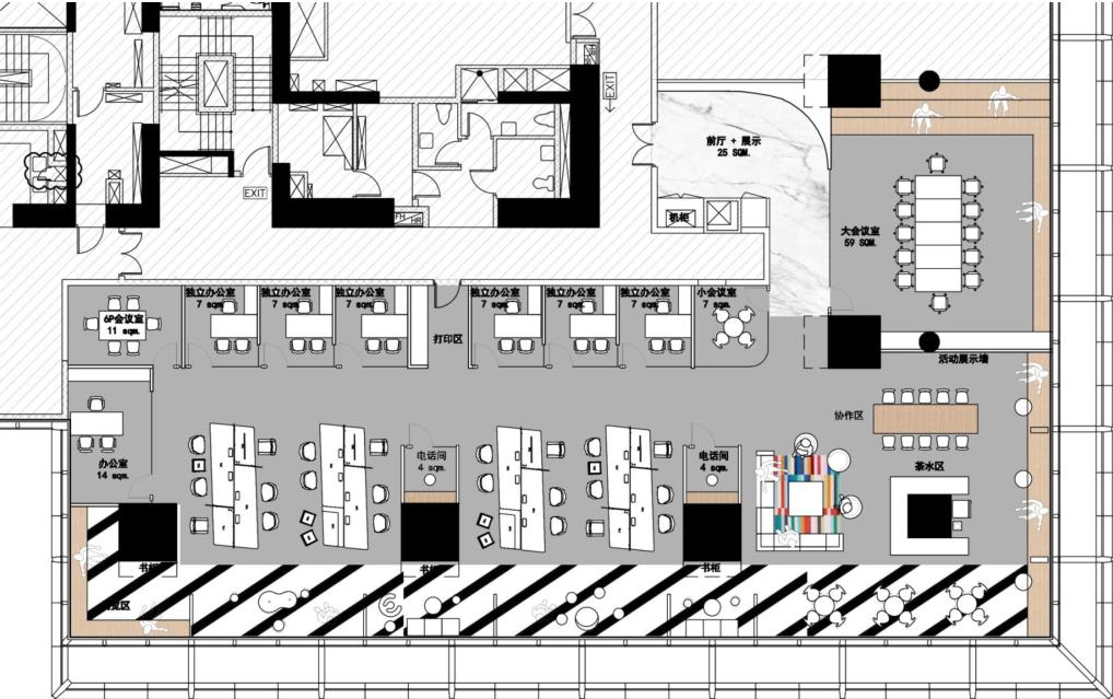 文化传媒公司办公室装修设计平面图,办公室装修设计平面图