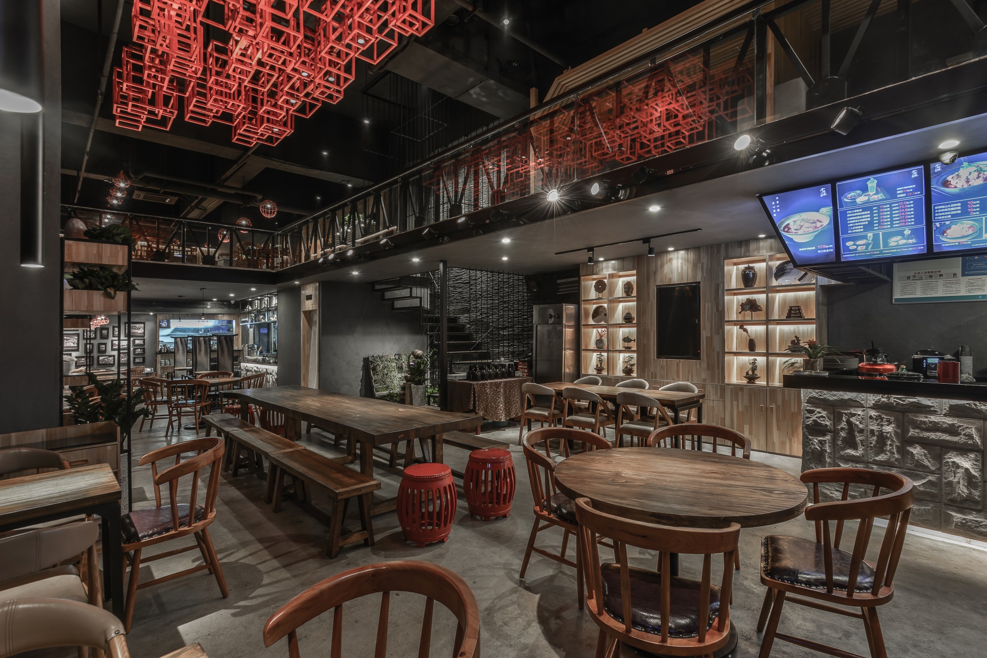 重庆小面面馆设计效果图, 重庆小面面馆设计案例