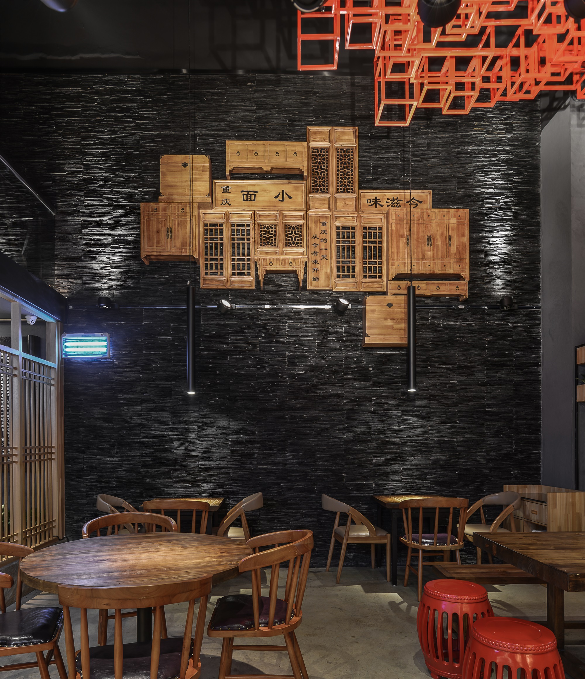 重庆小面面馆设计布局图,重庆小面面馆装饰效果图