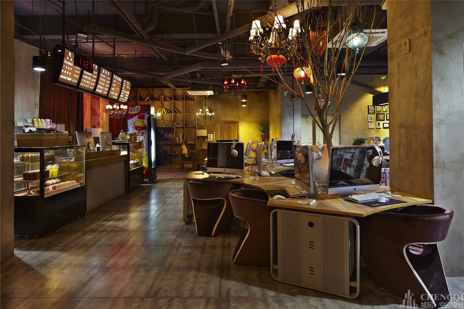 网吧装饰效果图,网吧设计图片