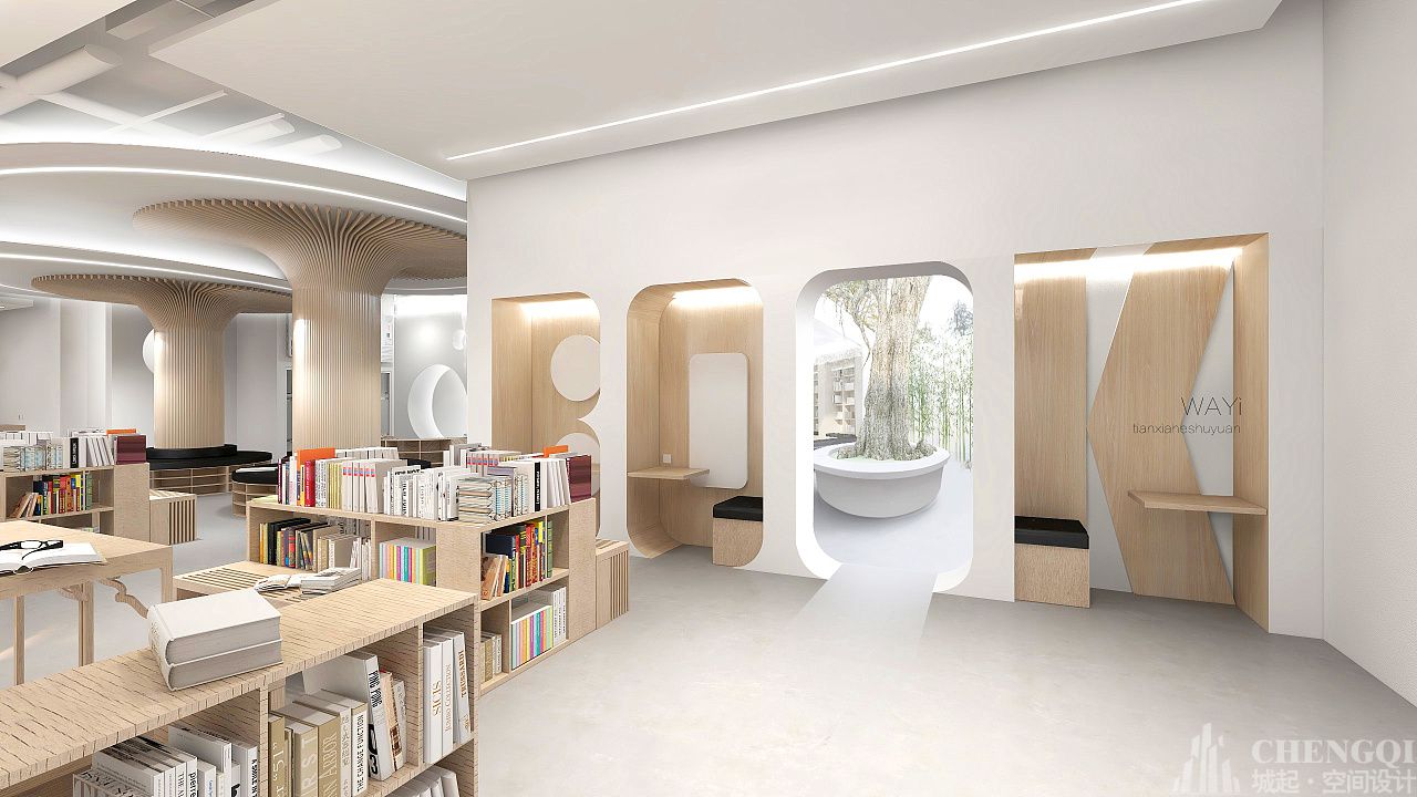 图书馆空间设计效果图,图书馆装饰案例图