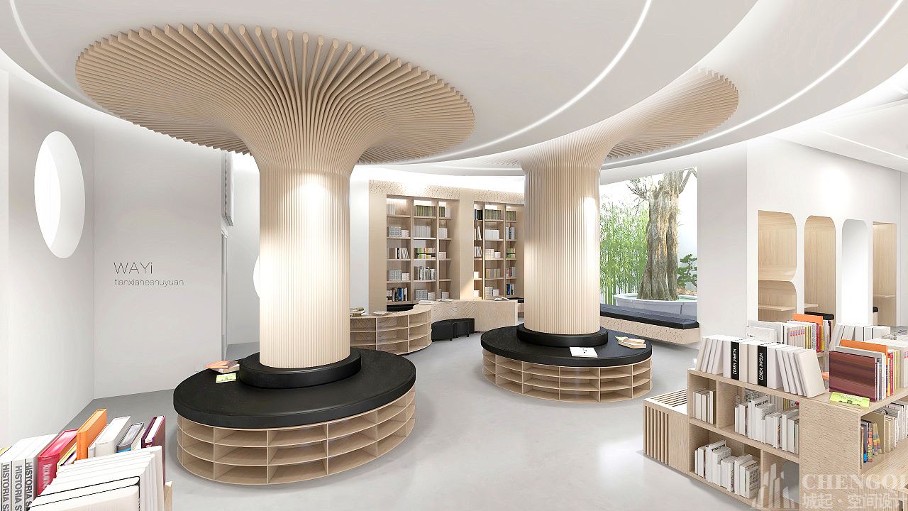 图书馆装饰实景图,图书馆装饰效果图