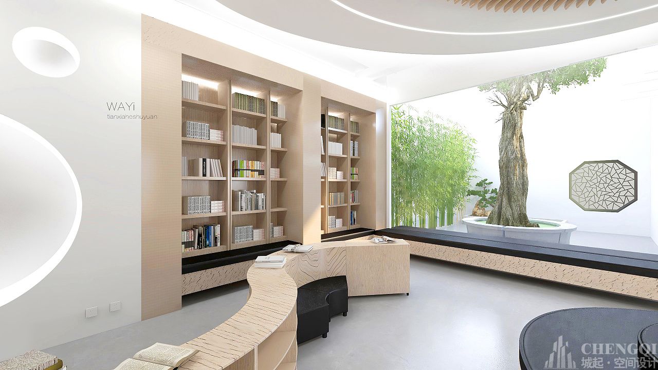 图书馆装饰效果图,图书馆设计案例图
