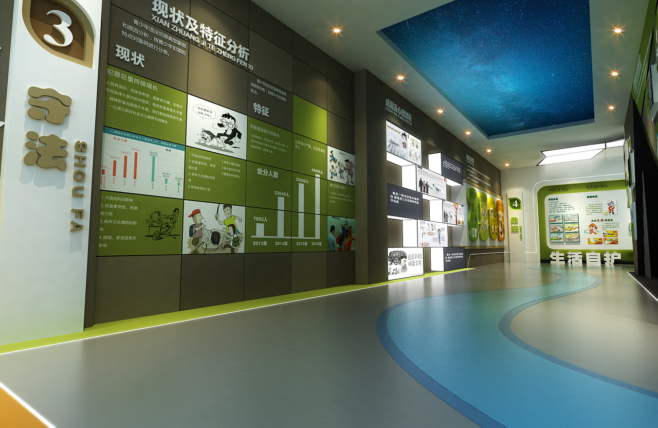 简单现代感青少年文化馆空间设计效果图,现代感青少年文化馆设计效果图