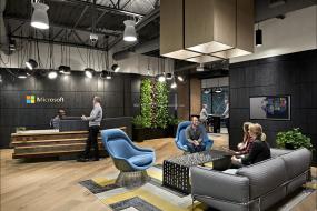 电子科技公司前台装饰设计效果图片