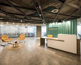 电子科技公司前台装饰设计效果图大全