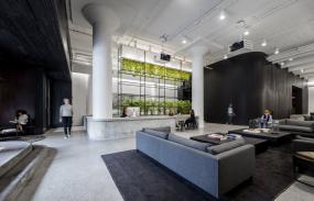 电子科技公司前台装修实景图图片