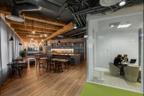 办公室强化复合木地板装修设计效果图片