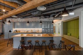 办公室强化复合木地板装潢设计效果图片