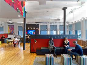 办公室强化复合木地板装修实景图图片